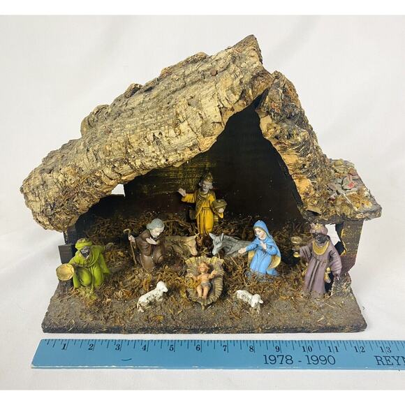 Vtg Creche Nativity Scene Christmas Manger Stable Figurines Made in ITALY 12.5” - Picture 9 of 9